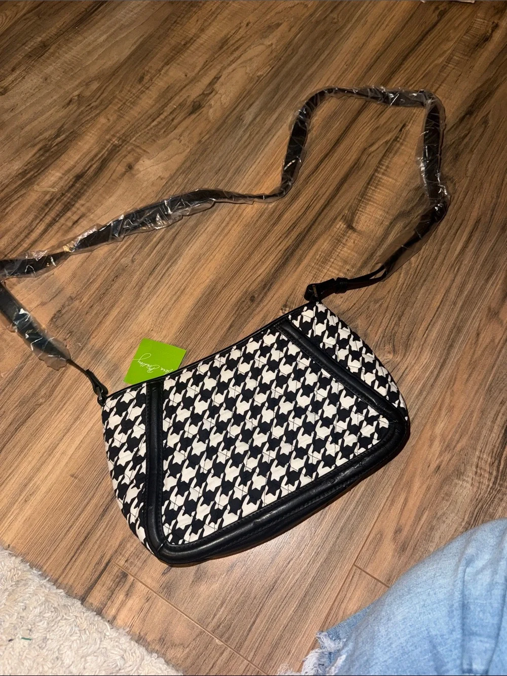 NWT Vera Bradley Houndstooth trimmed trapeze crossbody Purse